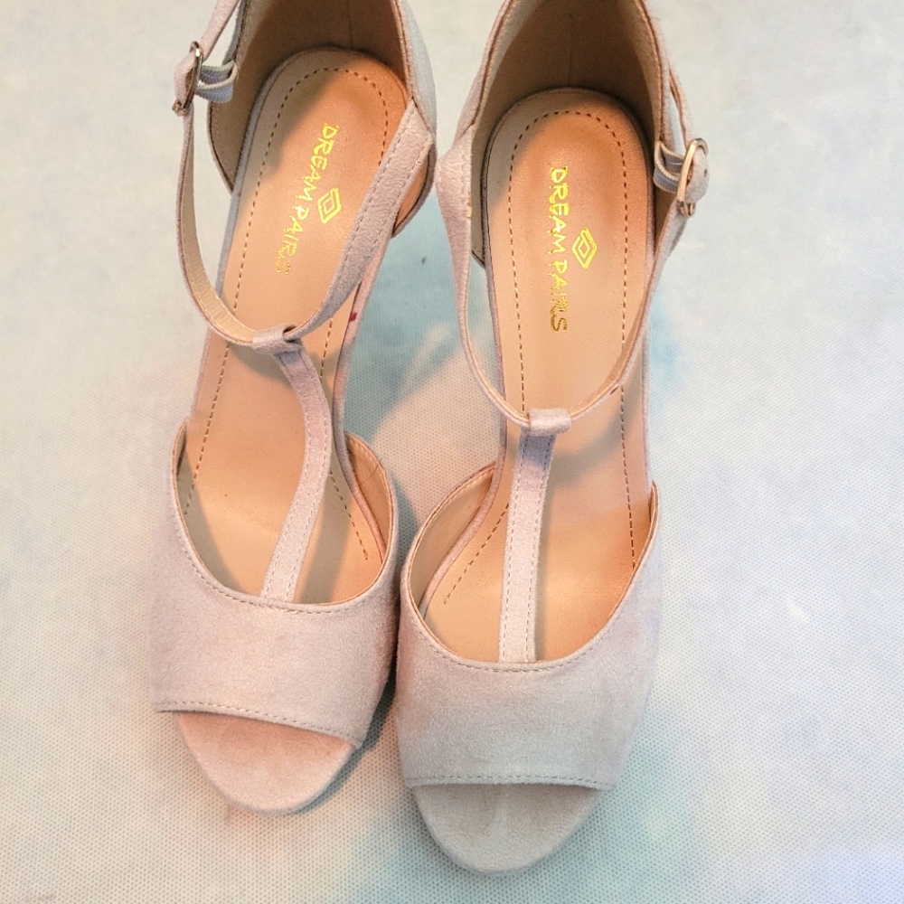 Womens suede nude heels, 9.5